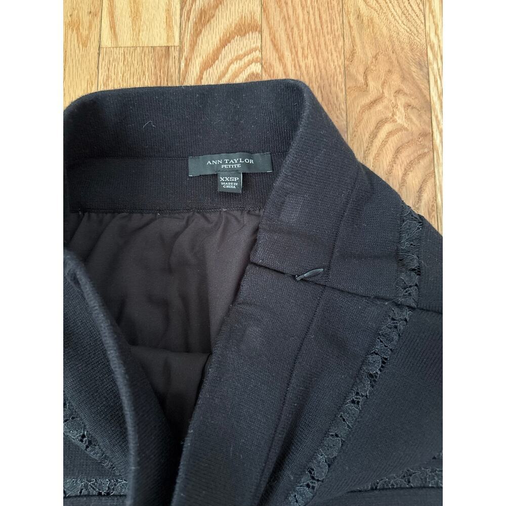 Ann Taylor Petite Black Lace Trim Pencil Skirt XXSP Career Office Stretch - Picture 7 of 9
